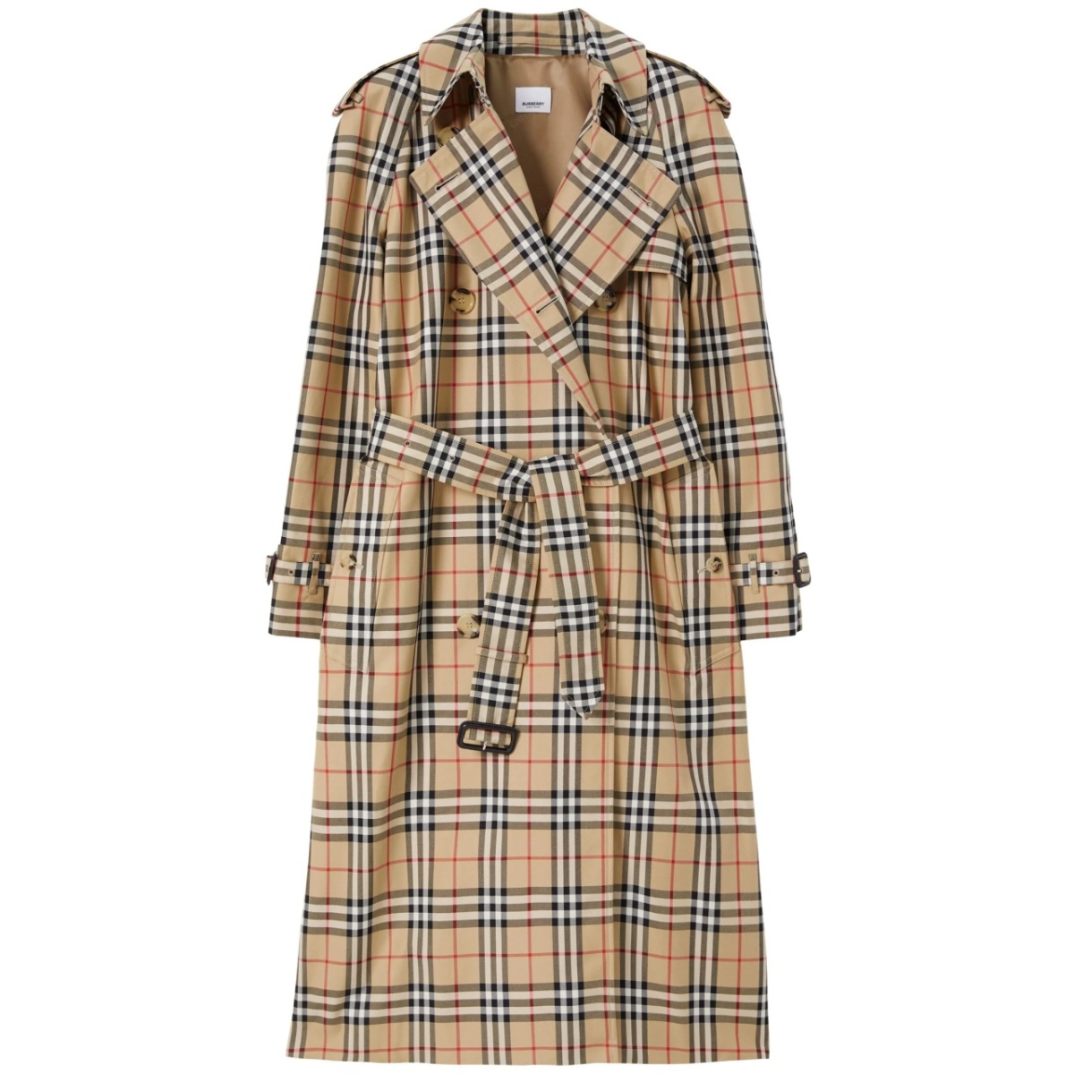 Vintage Check-print trench coat
