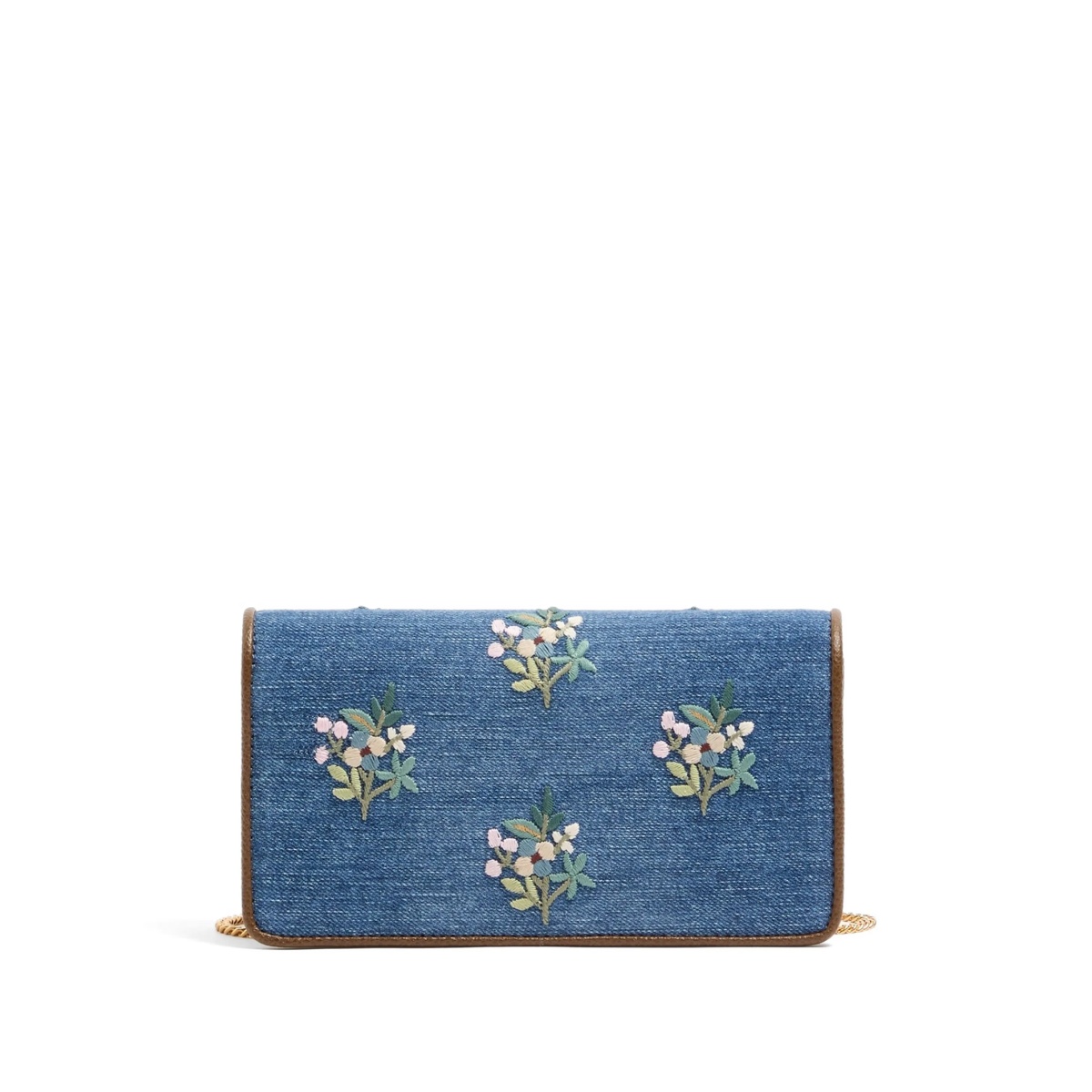 Vlogo Signature mini shoulder bag in denim with floral embroidery - Img 2