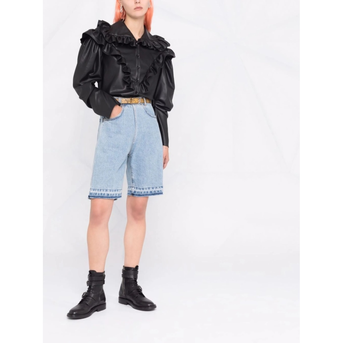 wide-leg denim shorts - Img 2