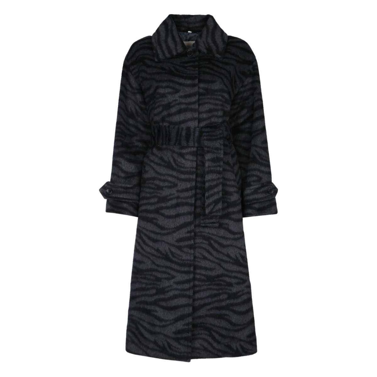 zebra-print belted coat