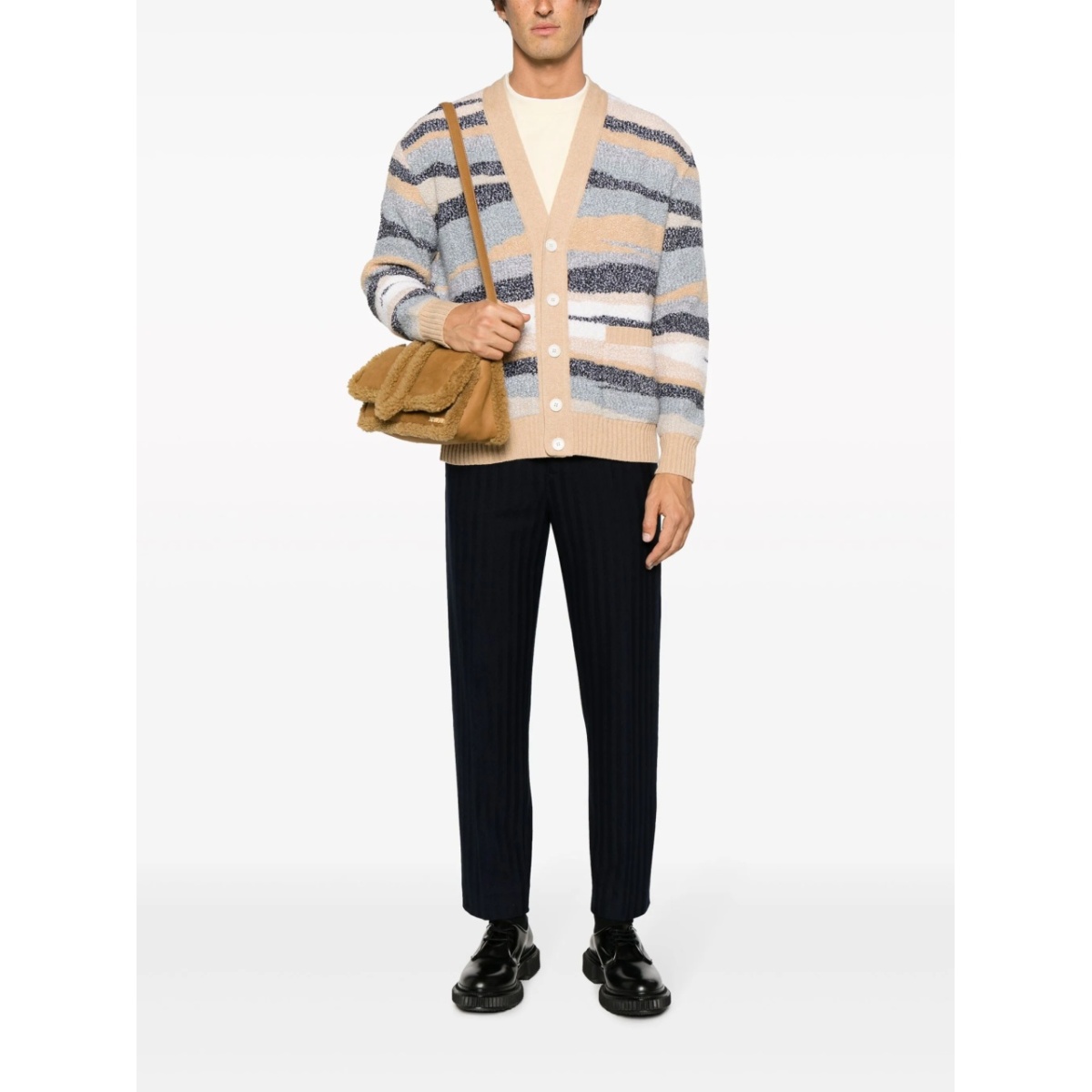zigzag-jacquard wool cardigan - Img 2