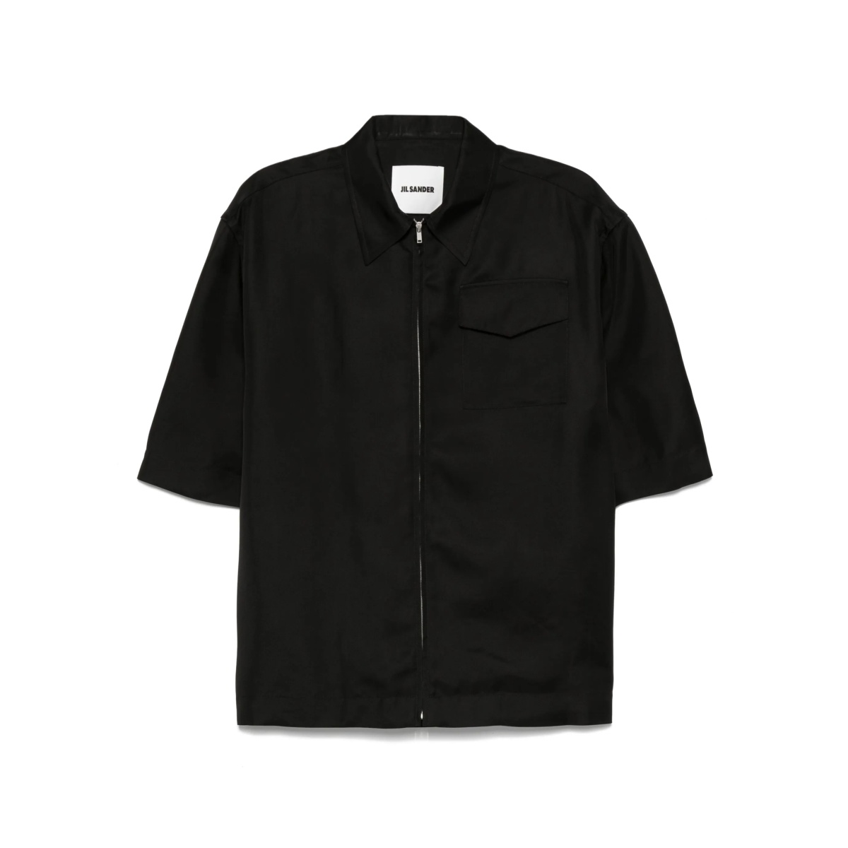 zip-front ruffled shirt
