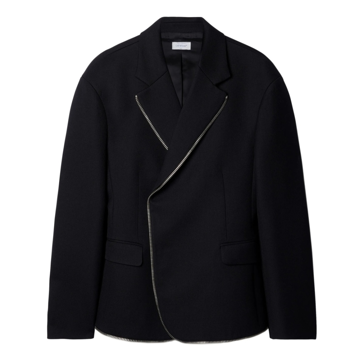 zip-trim virgin-wool blazer