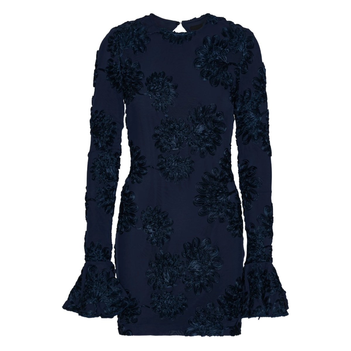 3D floral mesh mini dress