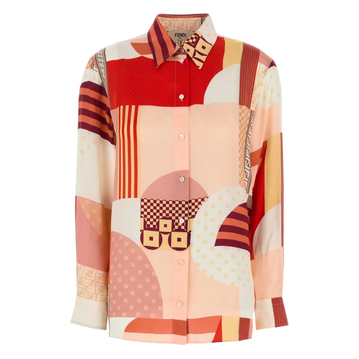 abstract-pattern button-up shirt