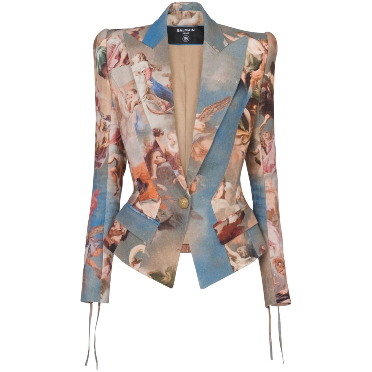 abstract-print double-breasted blazer