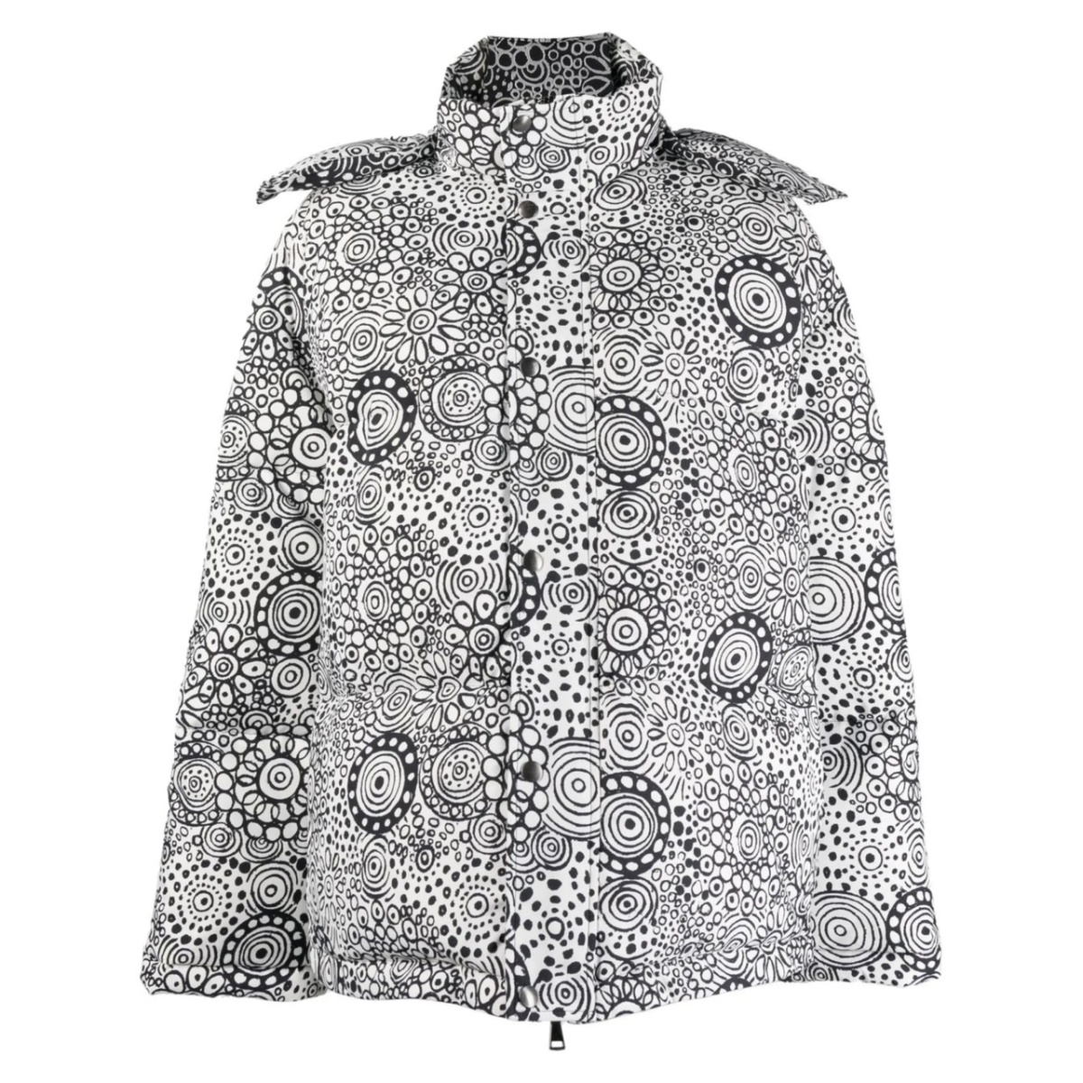 abstract-print hooded puffer jacket