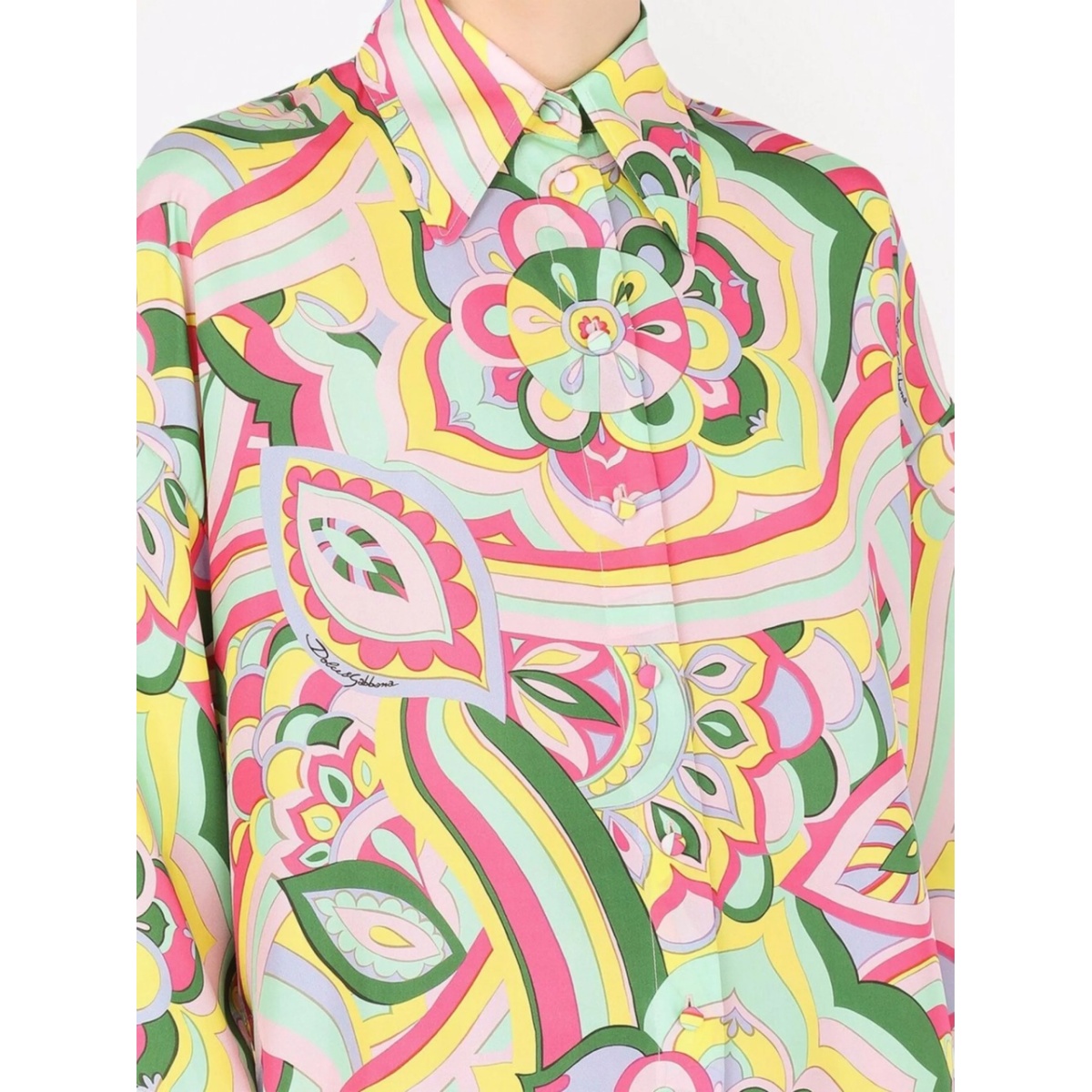 abstract-print silk shirt - Img 5