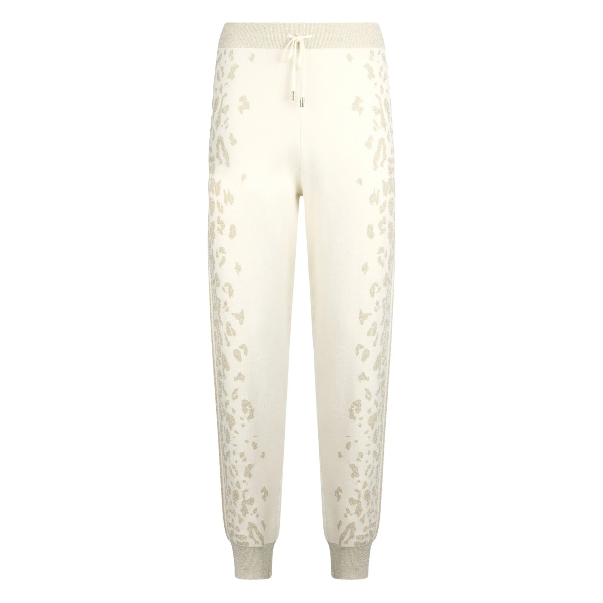 animal-print elastic-cuff trousers