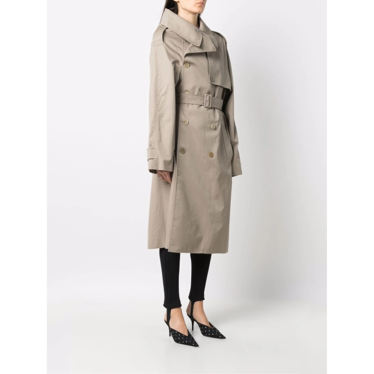 asymmetric-lapel trench coat - Img 3