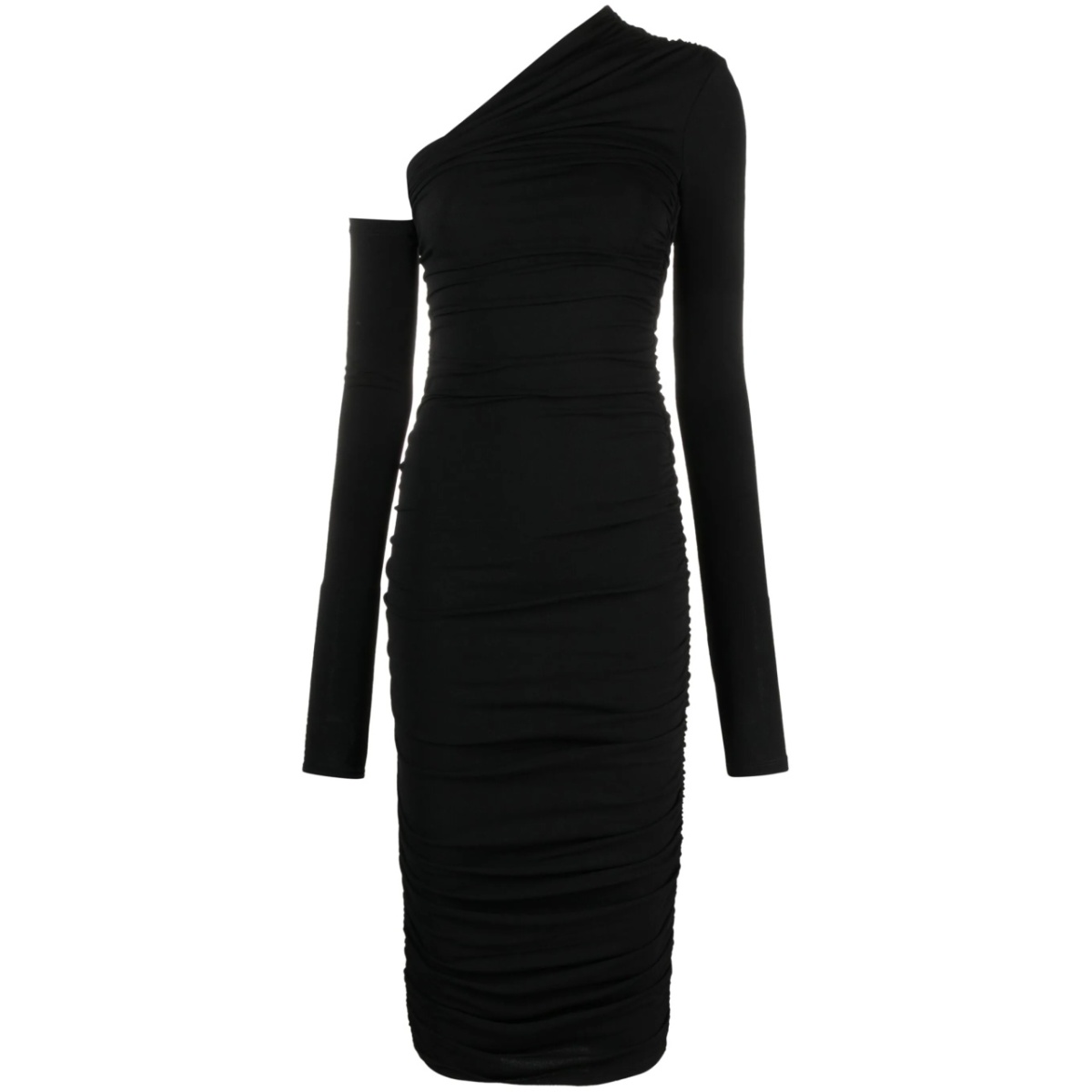 asymmetric one-shoulder midi dress