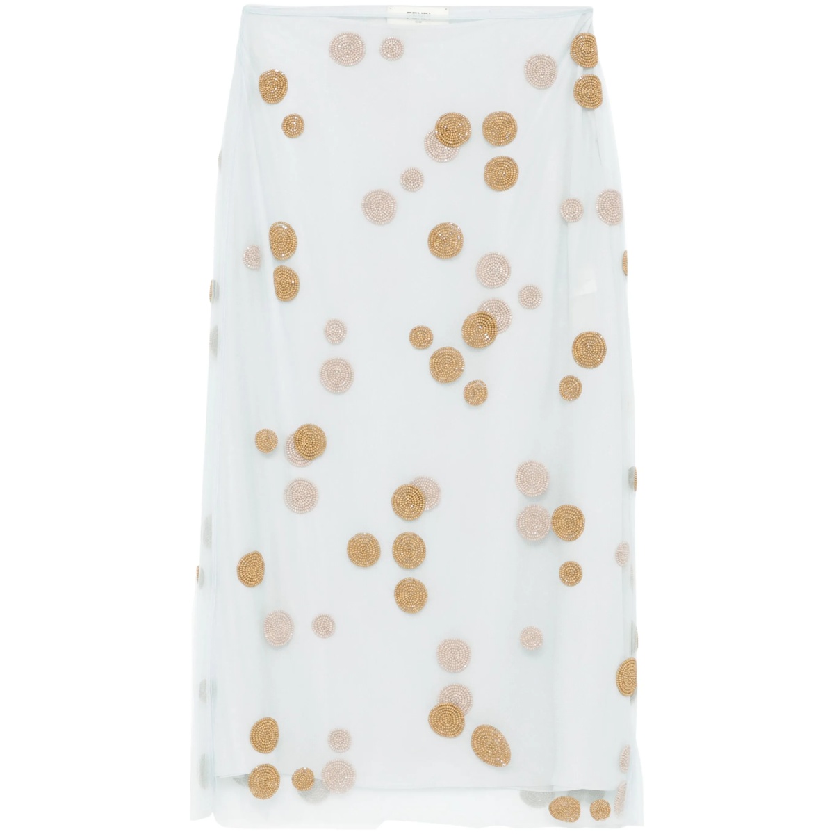 bead-embellished tulle midi skirt
