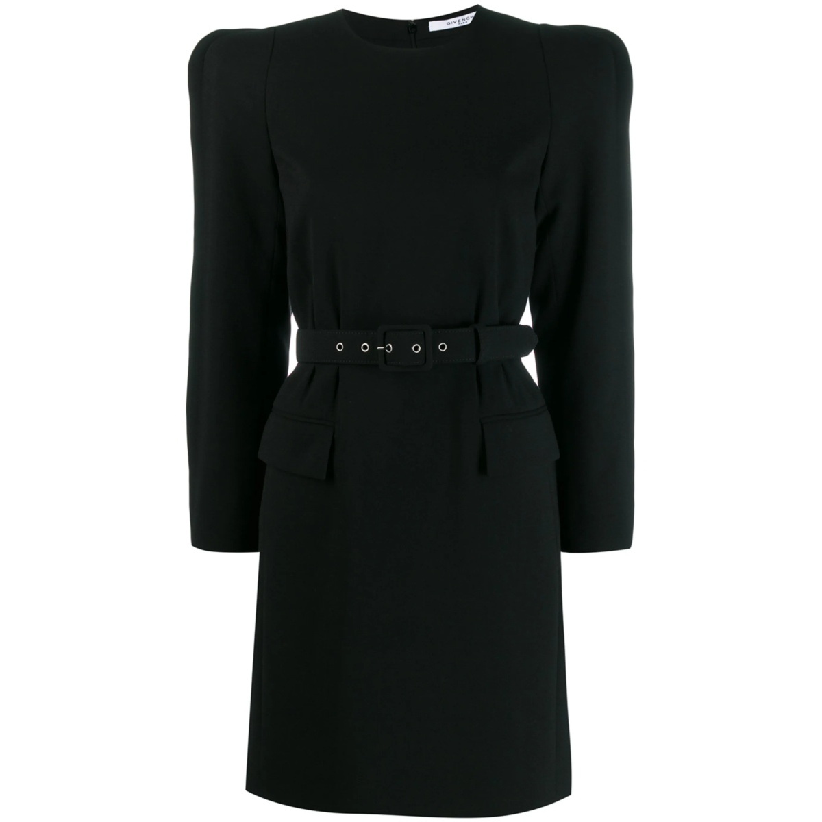 belted structured dress