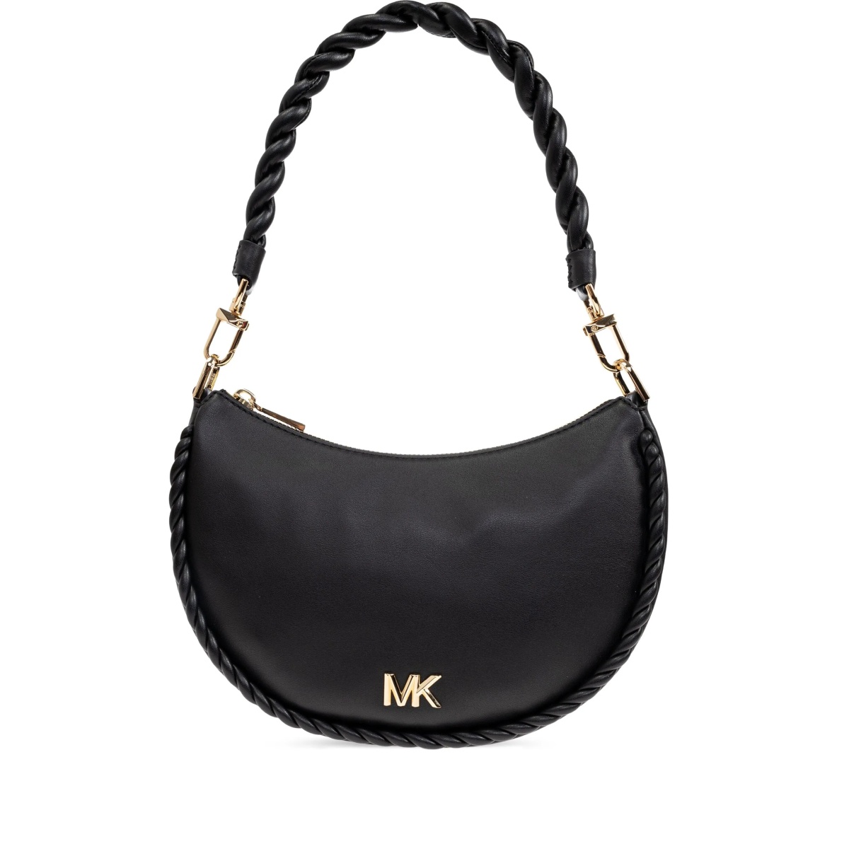 braided-strap crescent shoulder bag