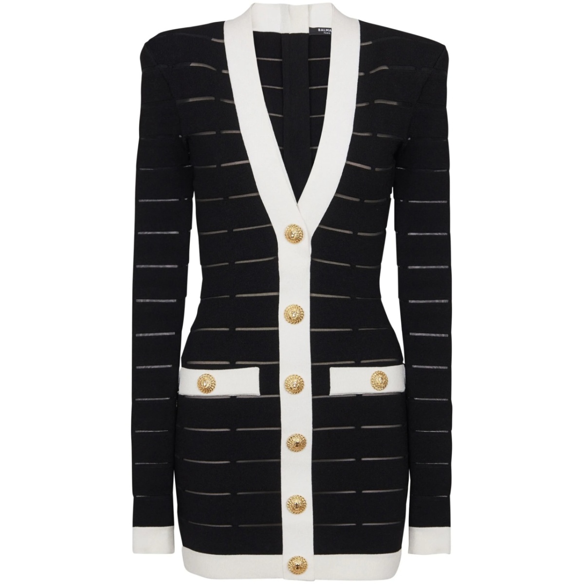 button-embellishment knitted mini dress