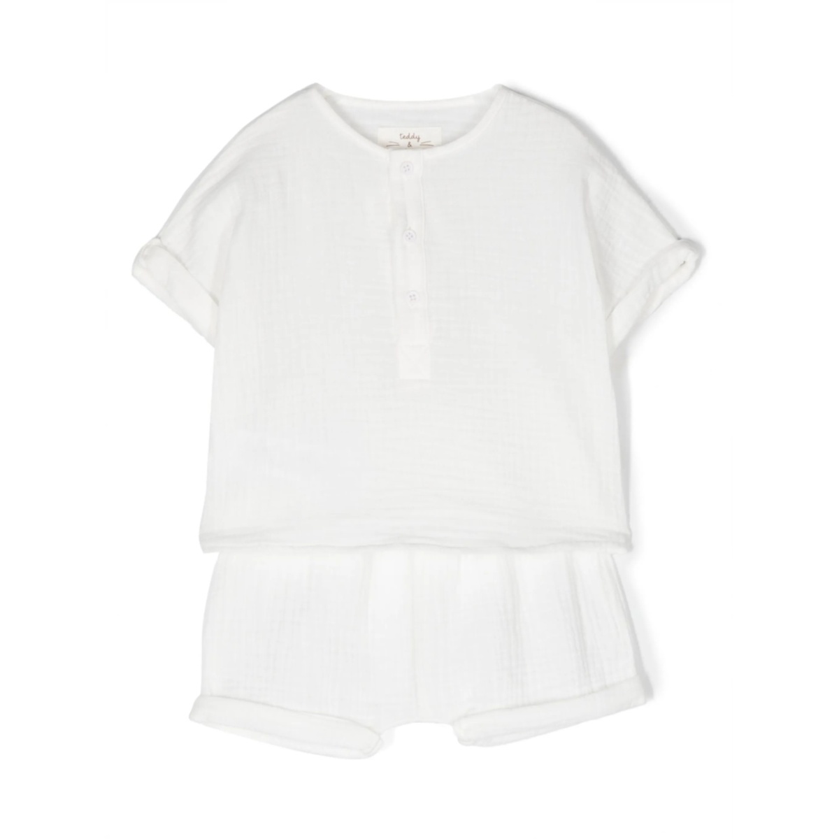 button-plaque cotton tracksuit set