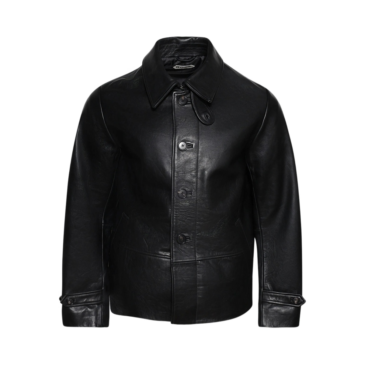 button-up leather jacket