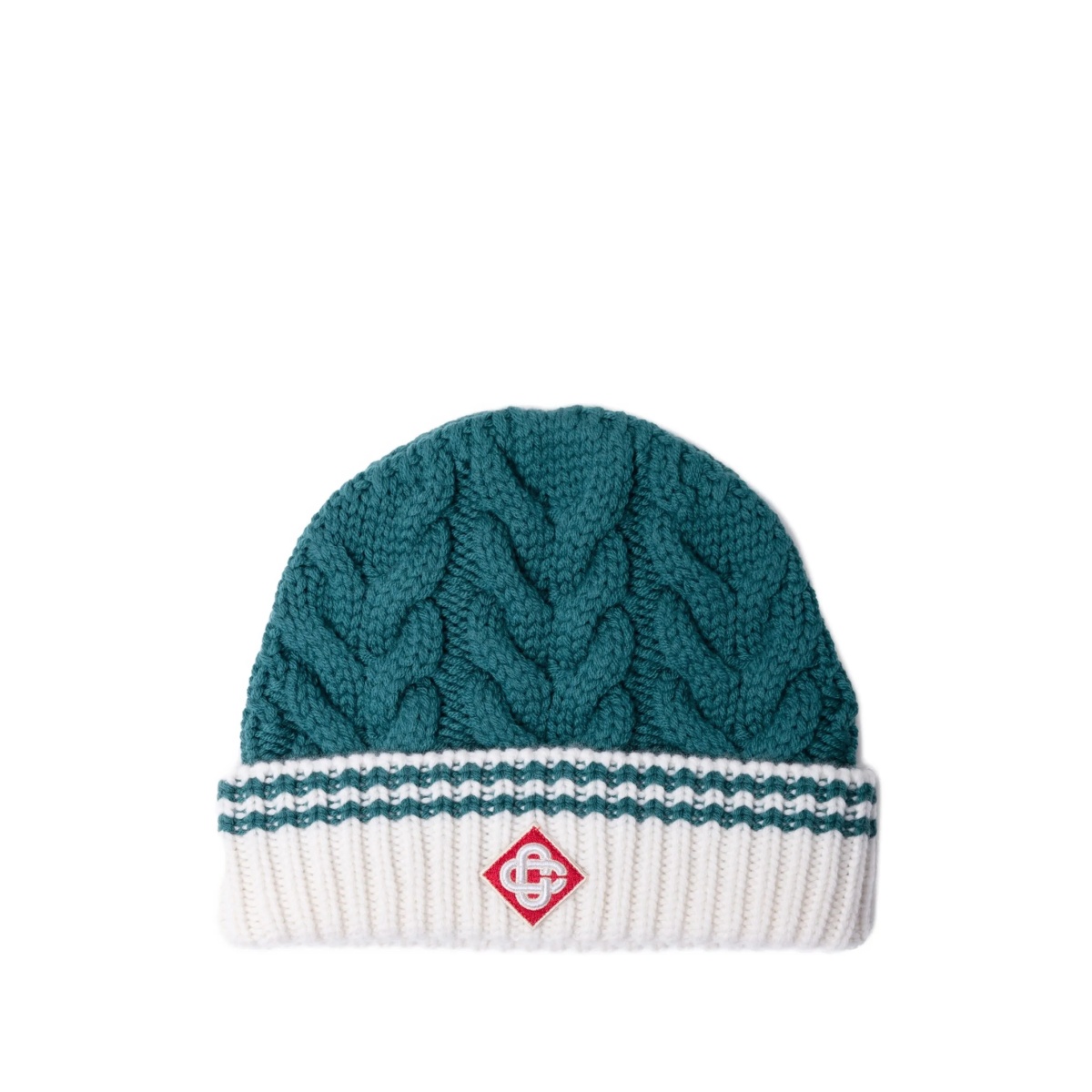 cable-knit beanie