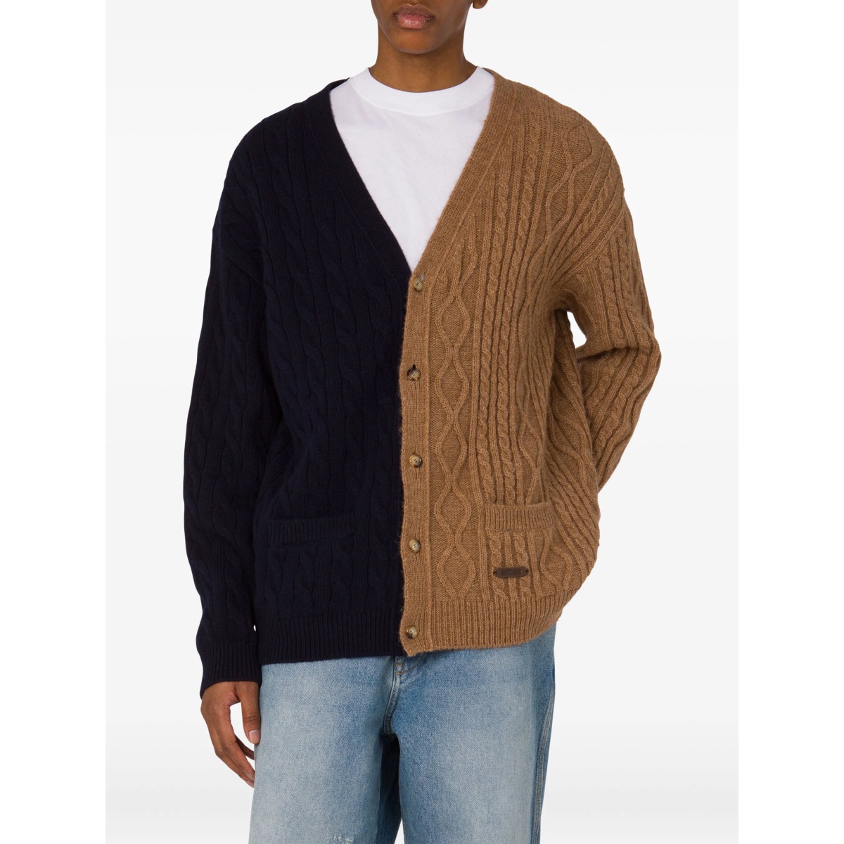 cable-knit two-tone cardigan - Img 3