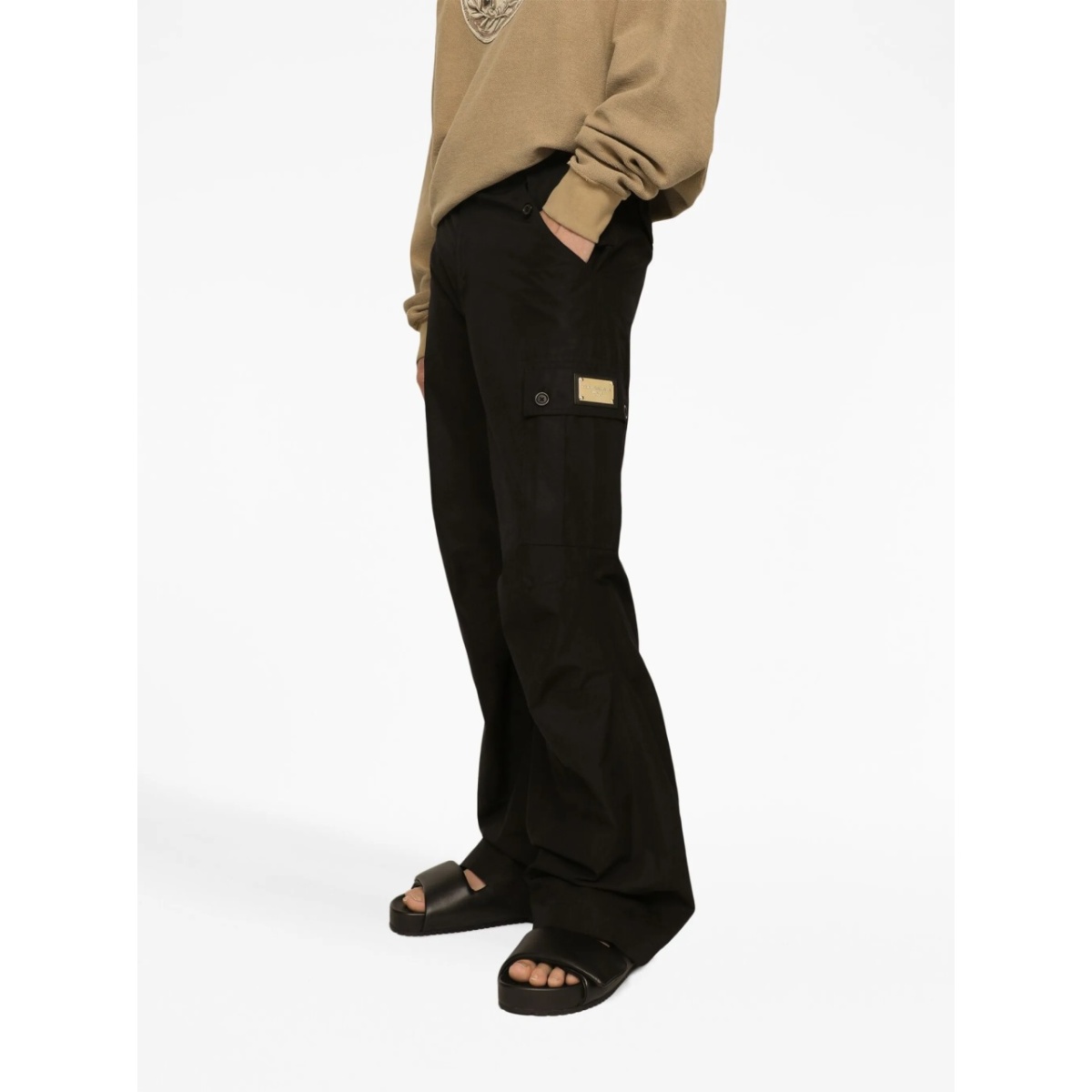 cargo-pocket logo-plaque cotton trousers - Img 5