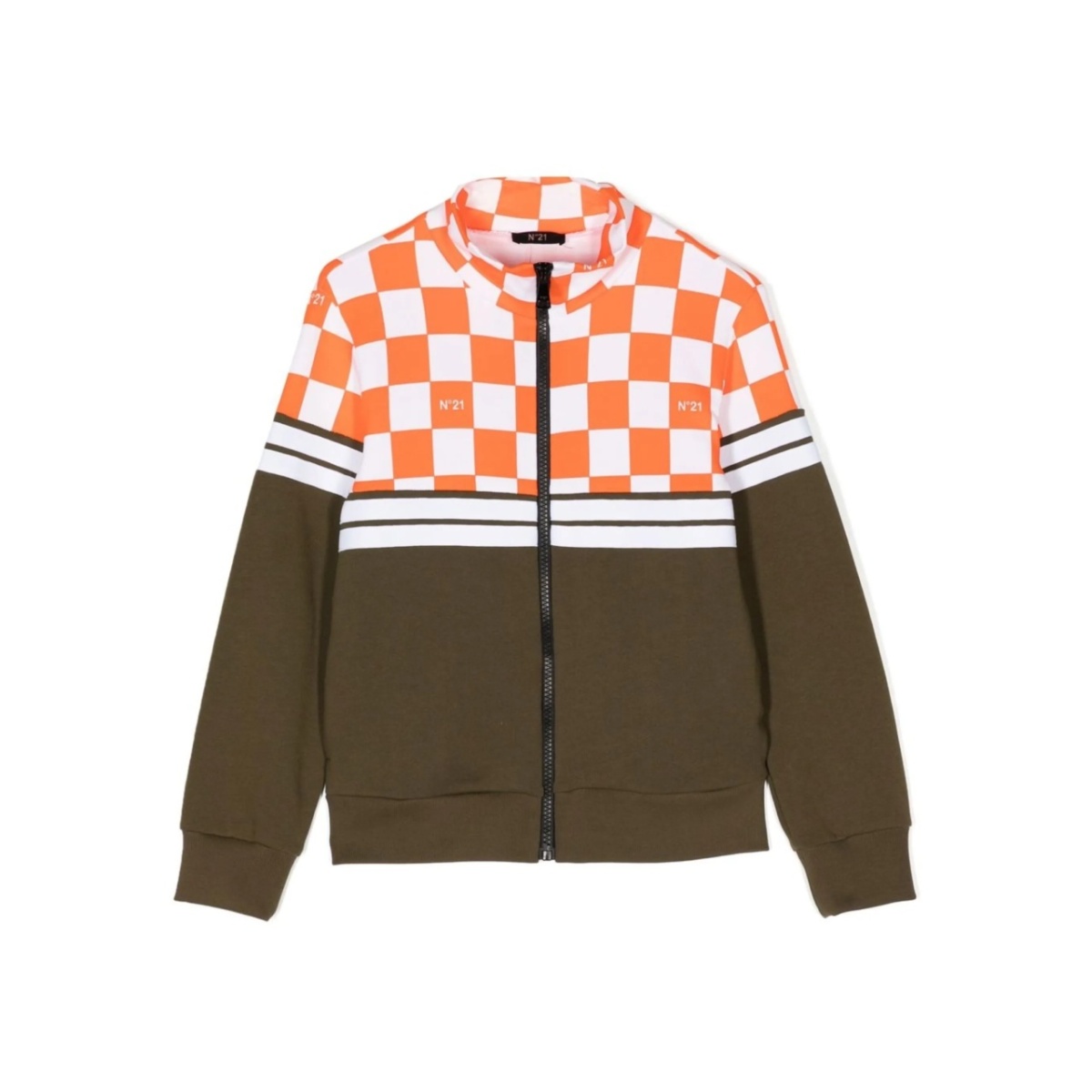 check-panelled zipped jacket