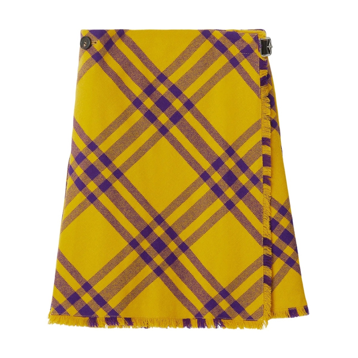 check-pattern frayed kilt