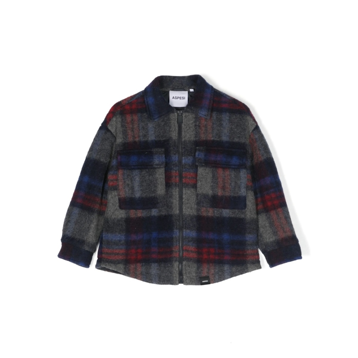 check-pattern knitted jacket
