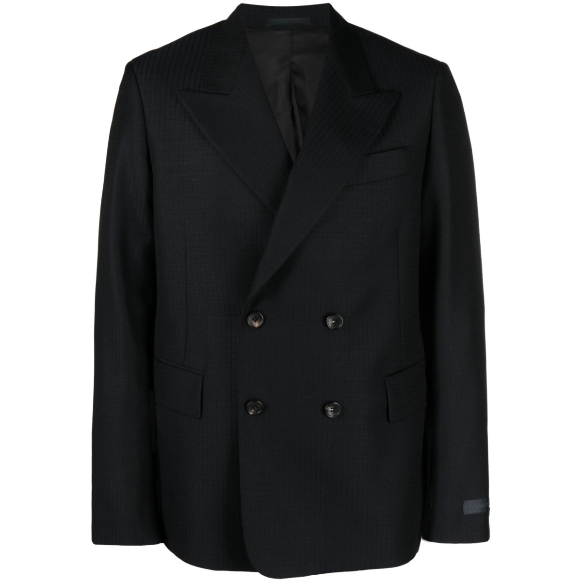 checked double-breasted blazer