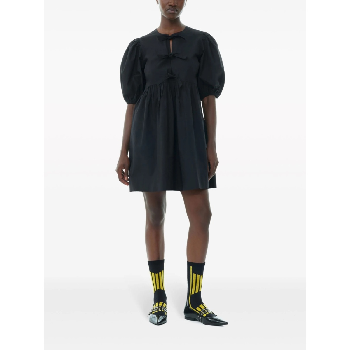 Cotton Poplin Tie String Mini Dress - Img 2