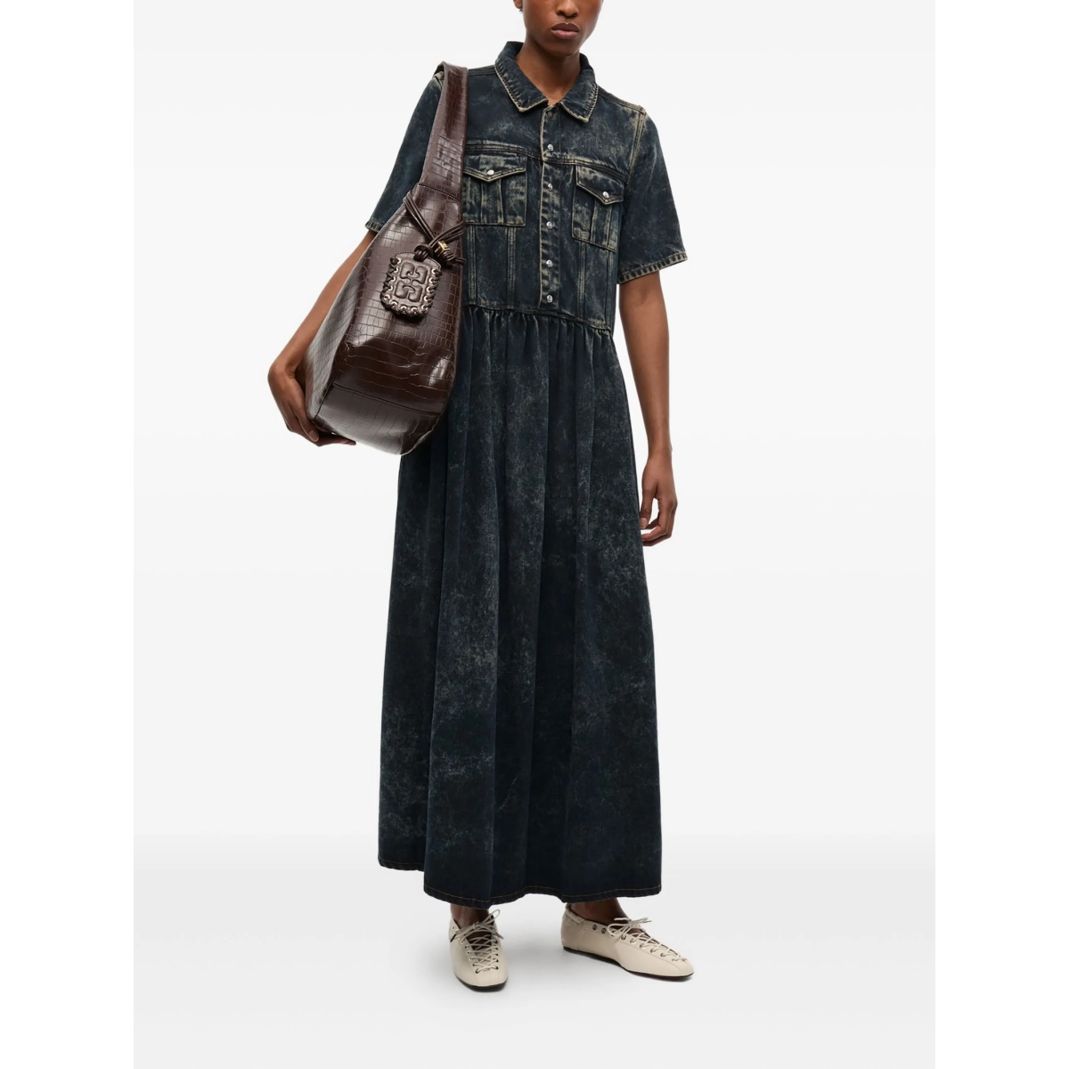 crocodile-embossed shoulder bag - Img 2