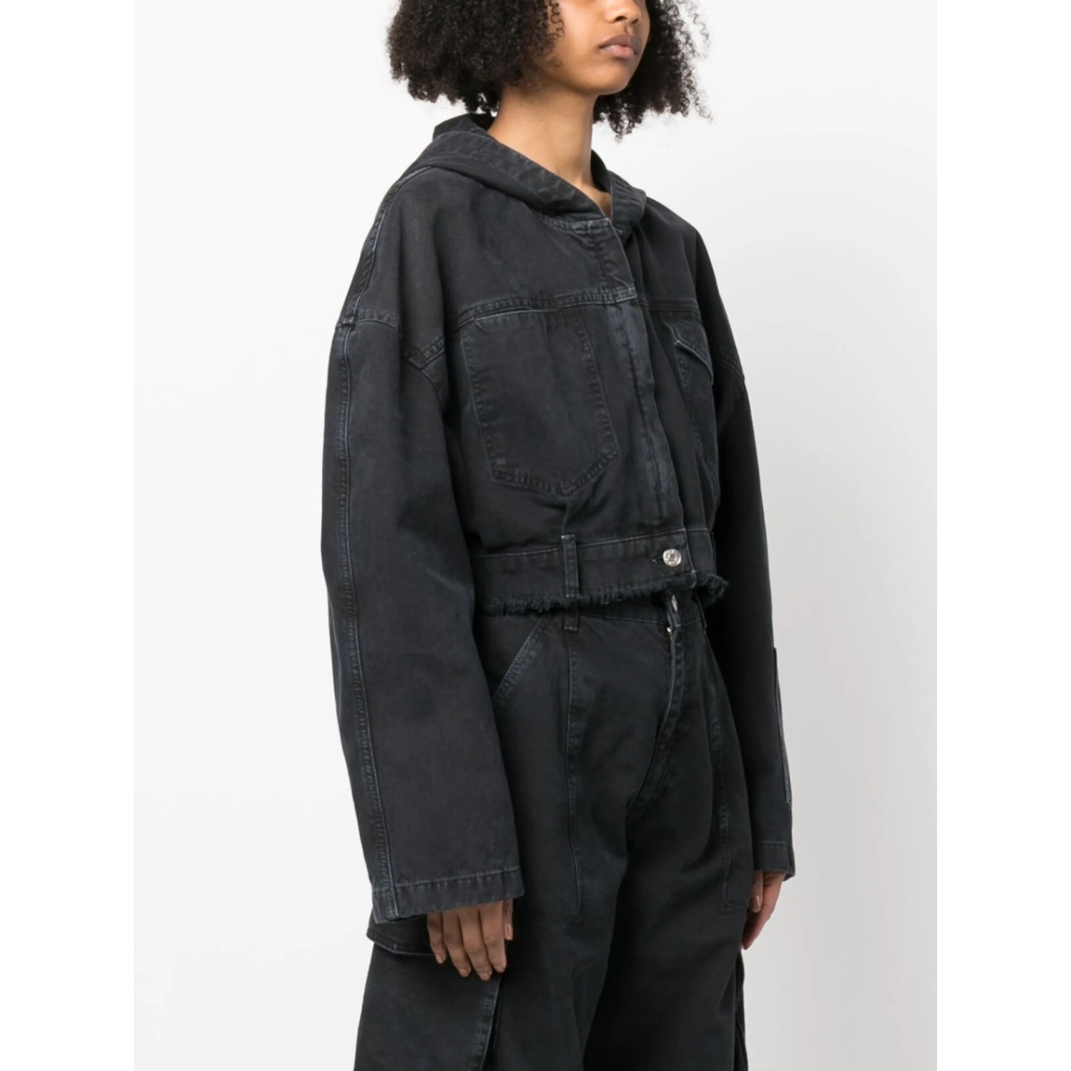 cropped denim hooded jacket - Img 3