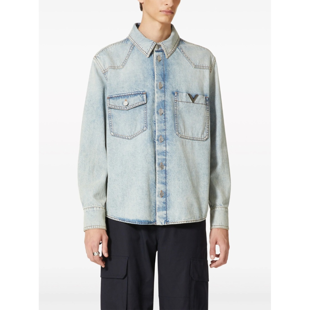 cut-out denim shirt - Img 3