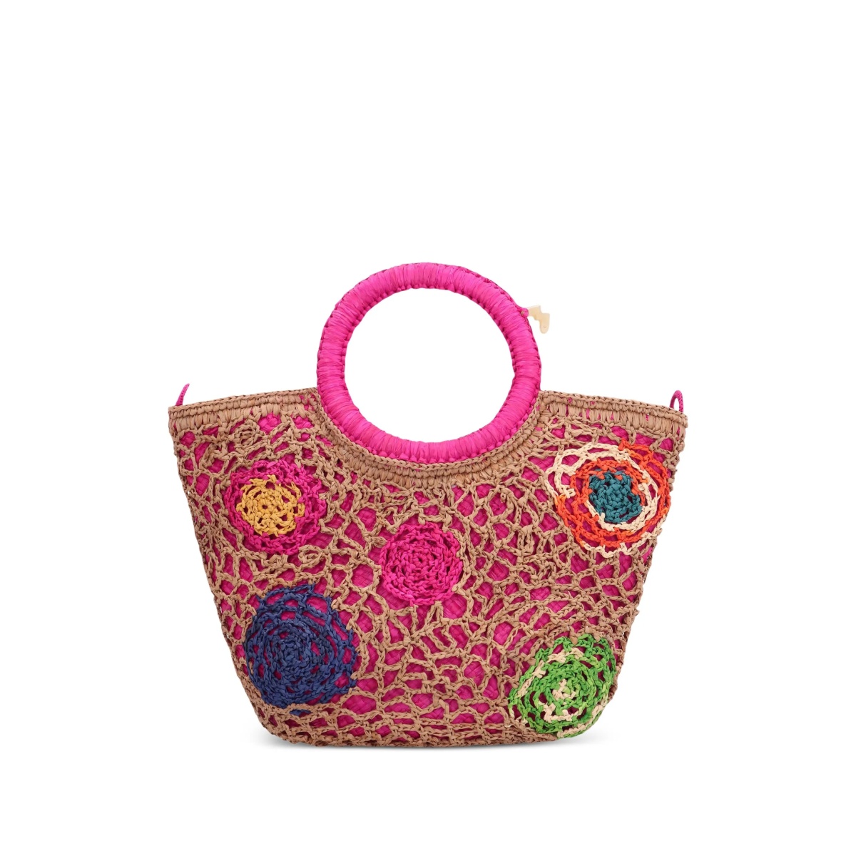 Daddy Fleurs raffia tote bag