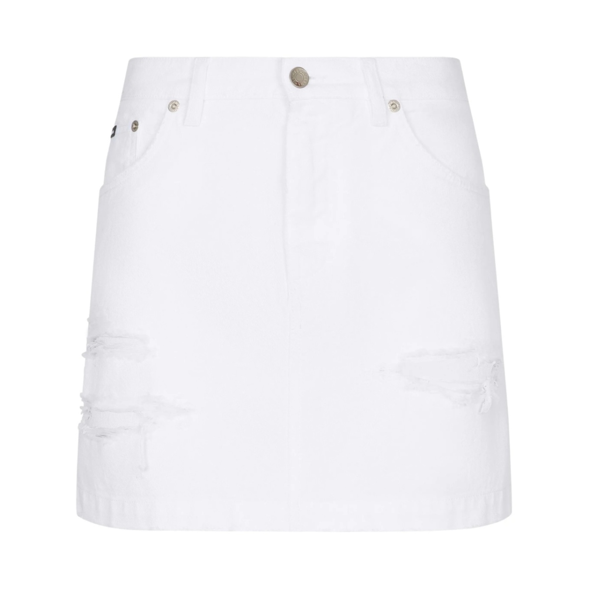 distressed denim miniskirt