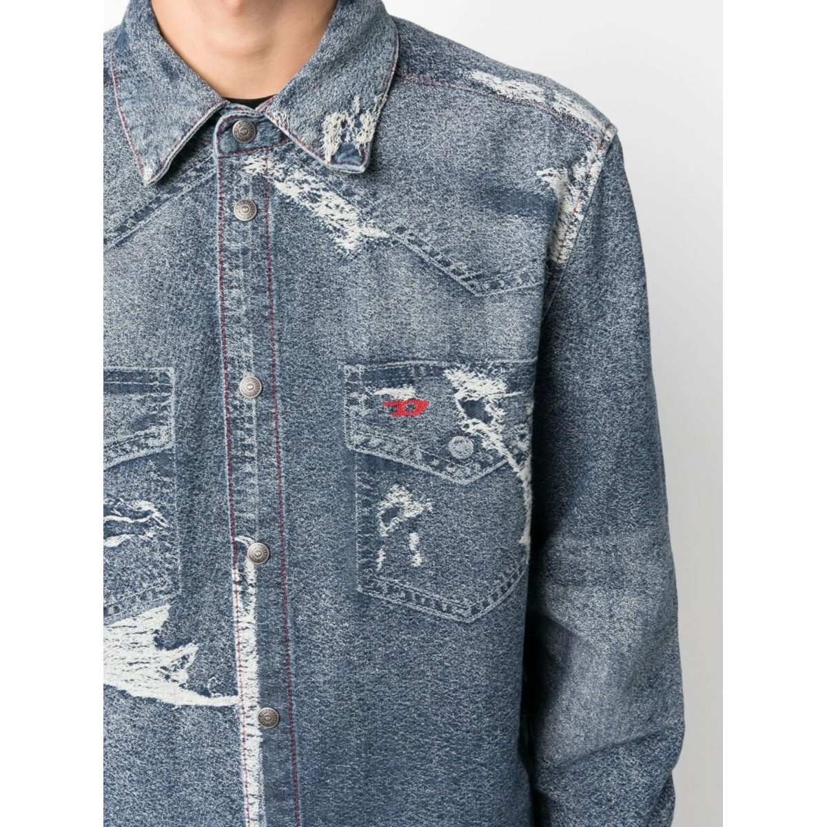 distressed long-sleeve denim shirt - Img 5