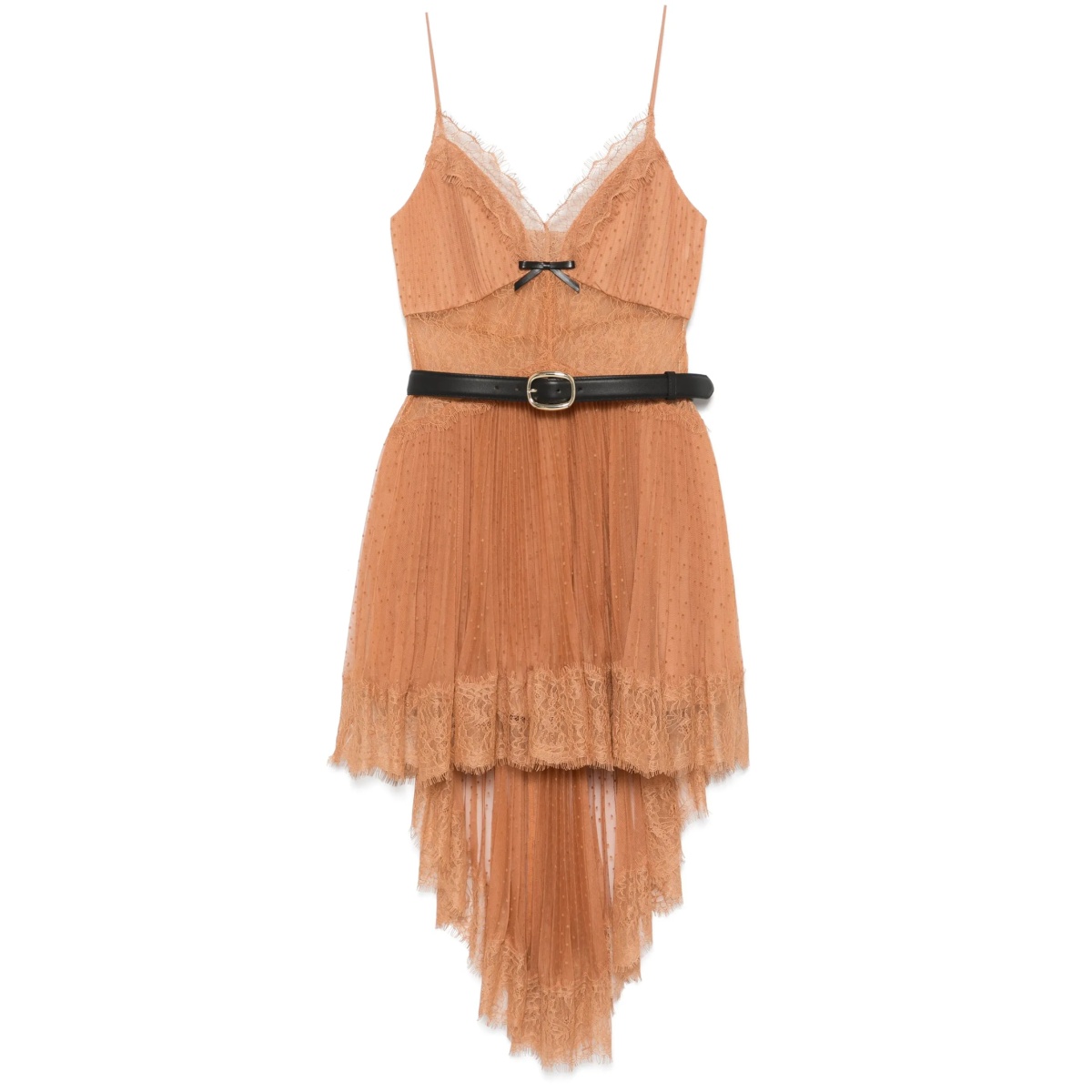 dot-pattern mesh mini dress