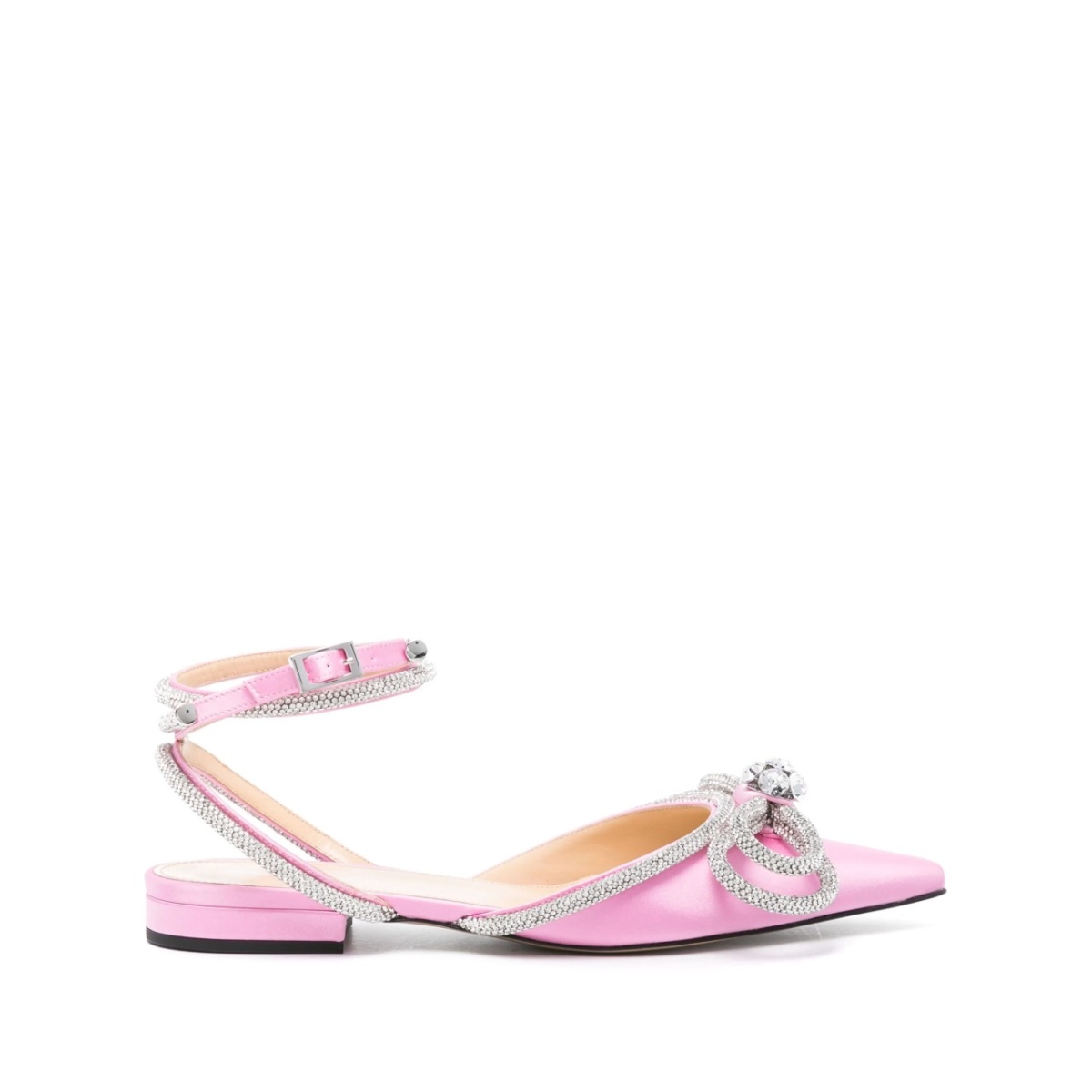 Double Bow satin flat pumps