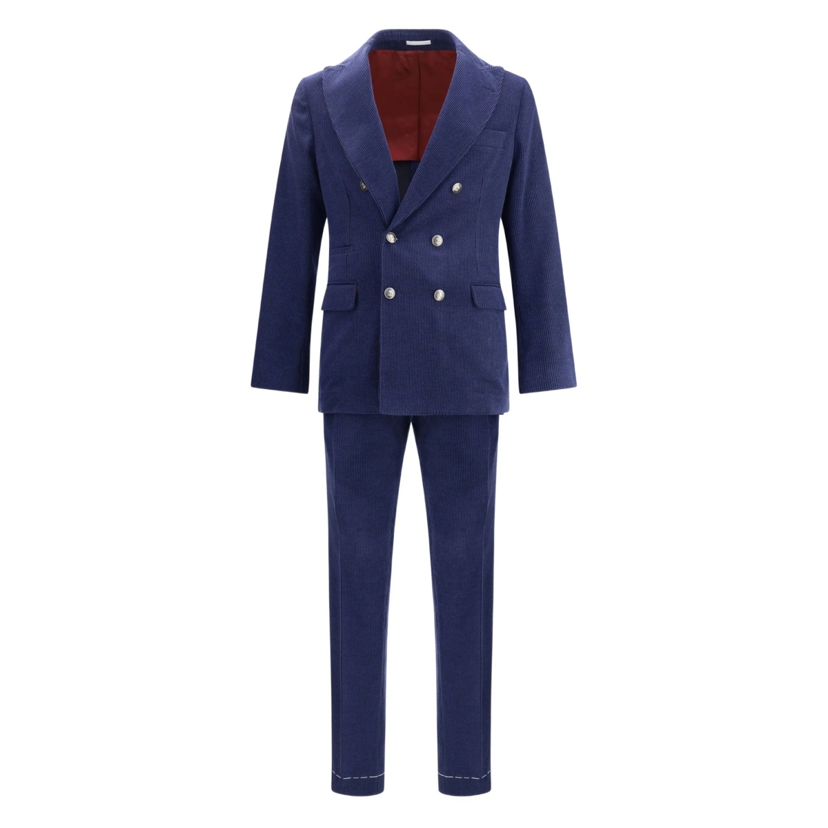double-breasted corduroy suit
