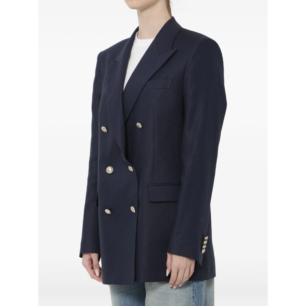 double-breasted linen jacket - Img 2