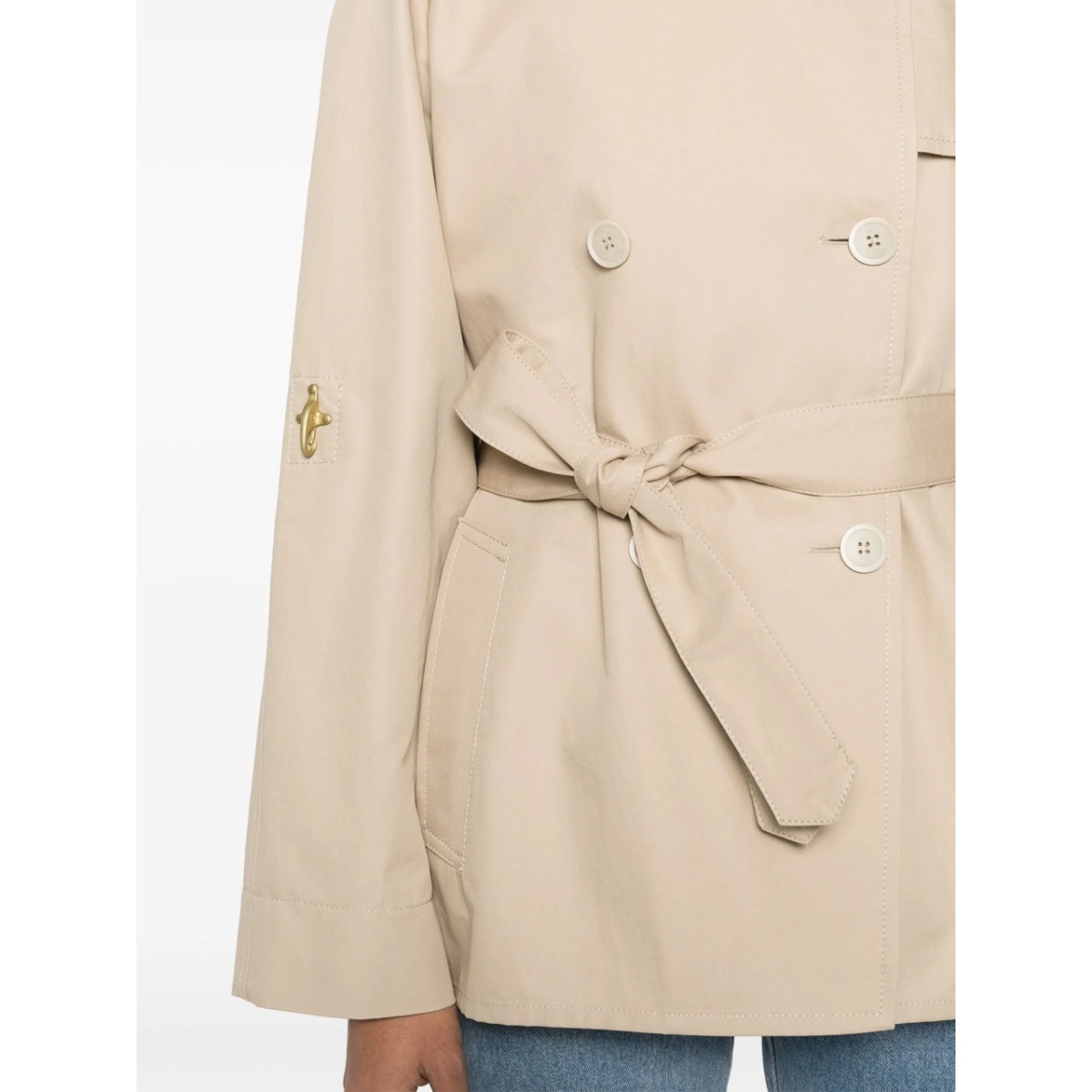double-breasted short trench coat - Img 5