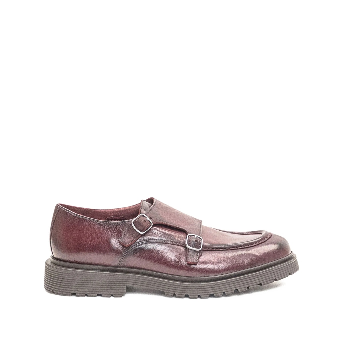 double-buckle leather shoes