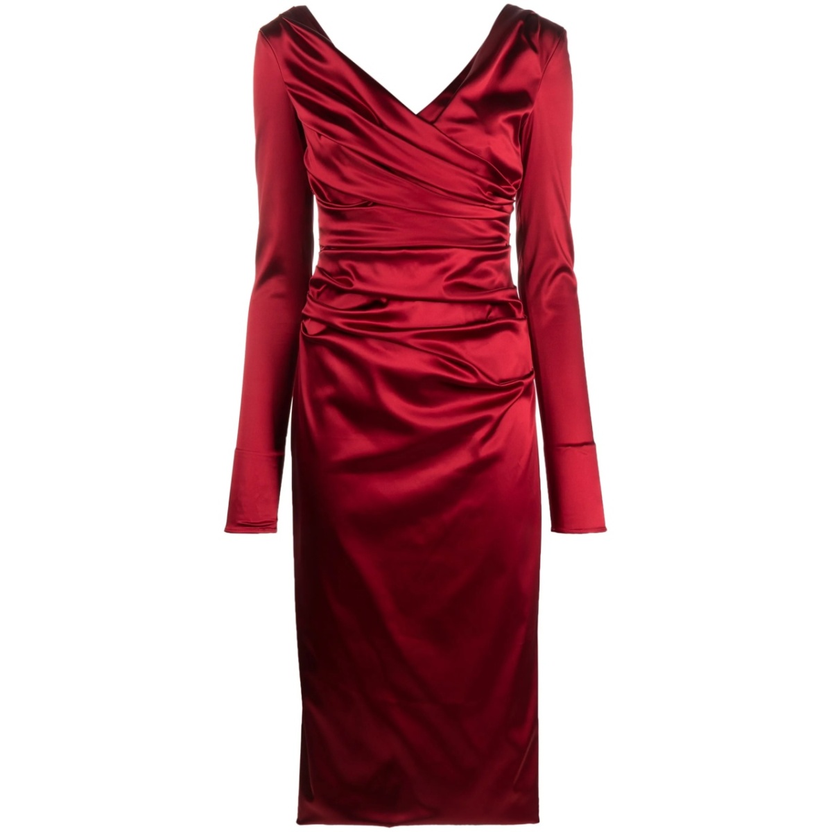 draped satin midi dress
