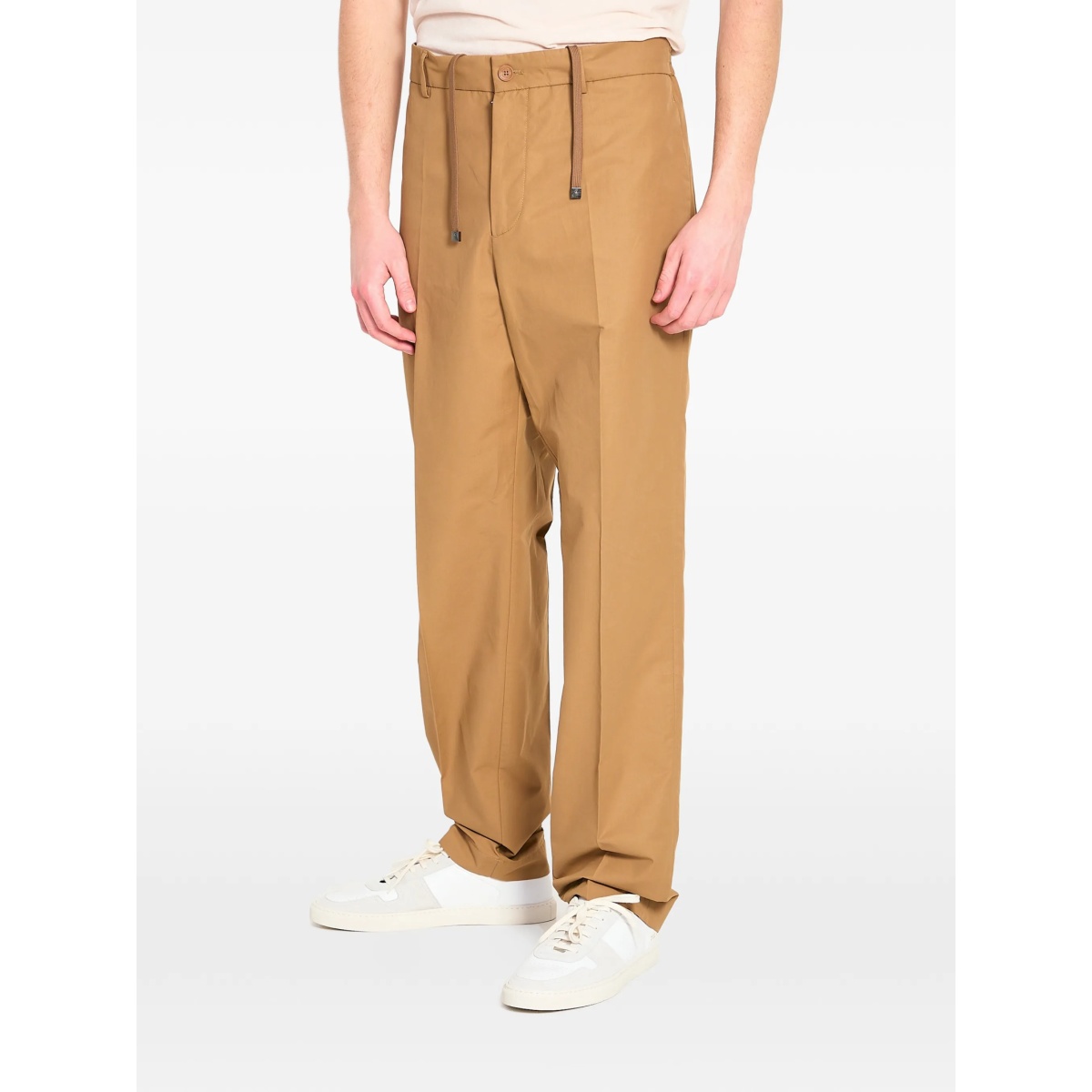 drawstring leather logo patch trousers - Img 2