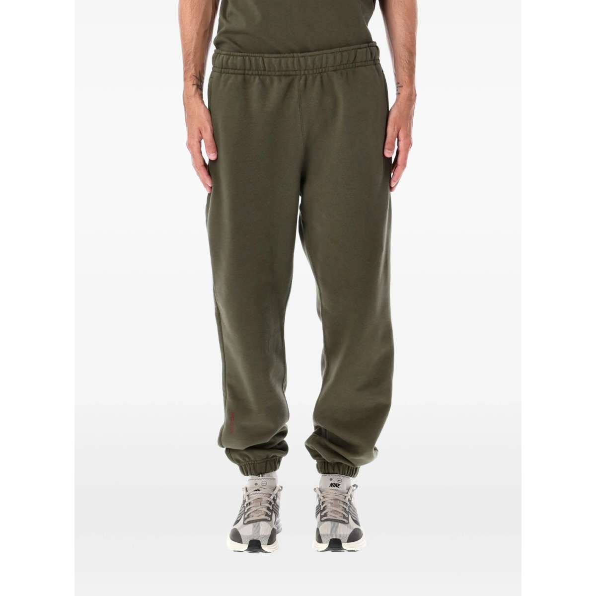 elastic-waist fleece track pants