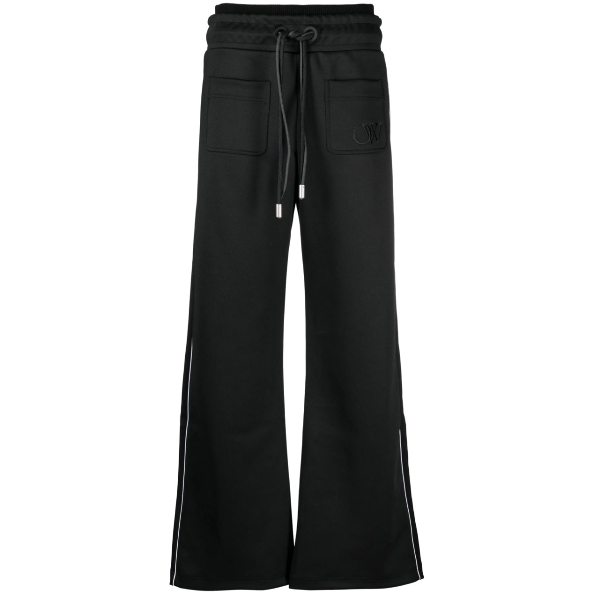 elasticated-waist cotton track pants