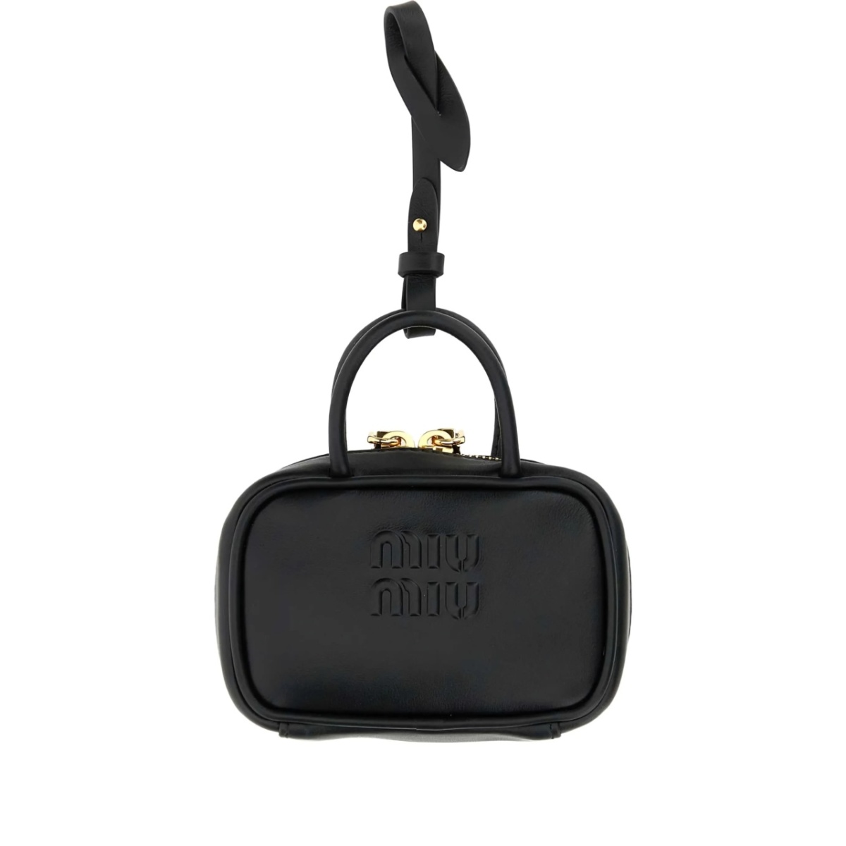 embossed-leather top-handle keychain