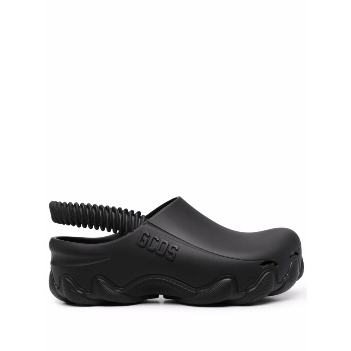 embossed-logo slingback clogs