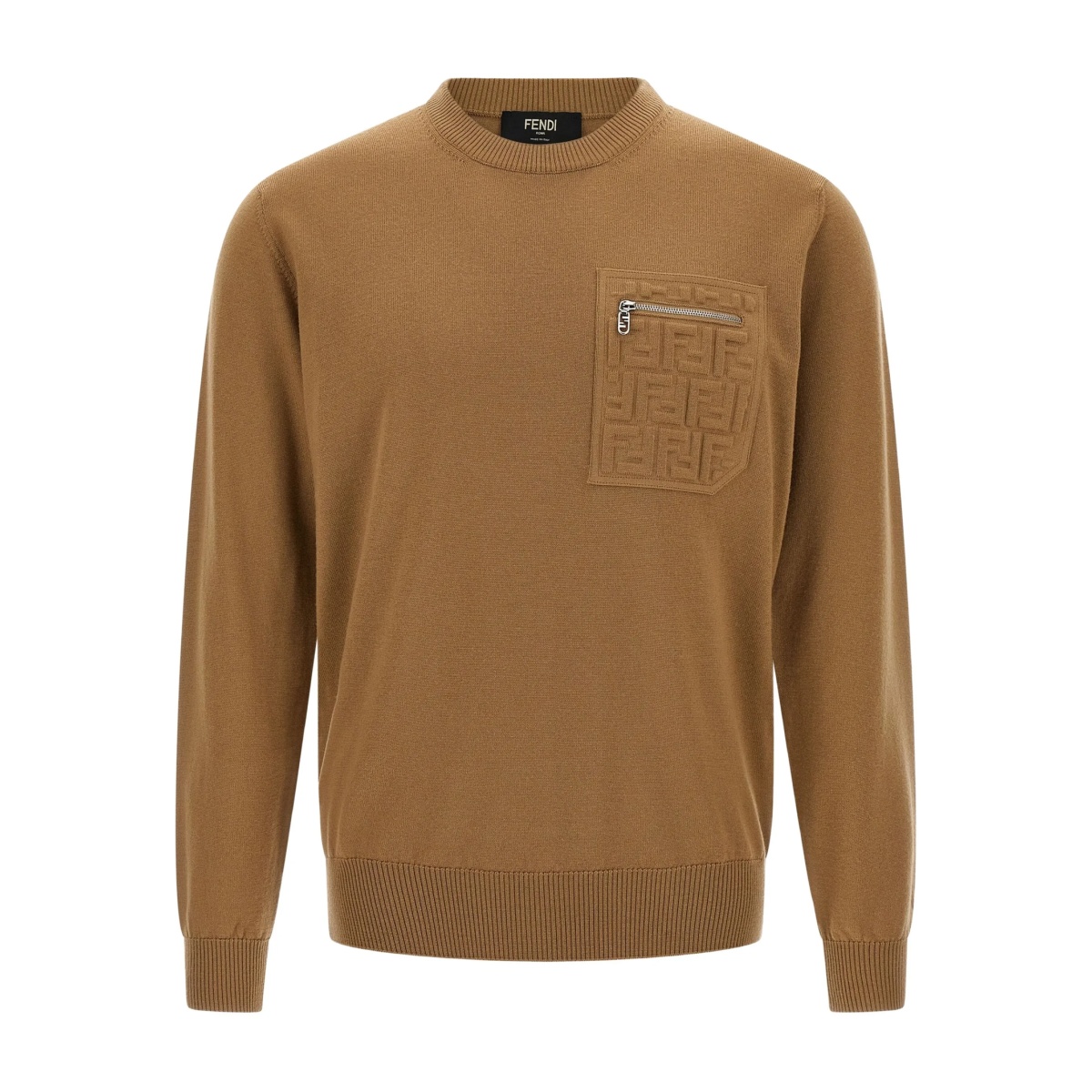 embossed-pocket wool sweater