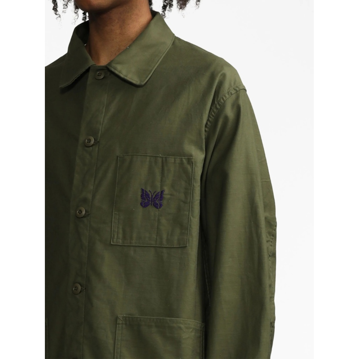 embroidered cotton shirt jacket - Img 5