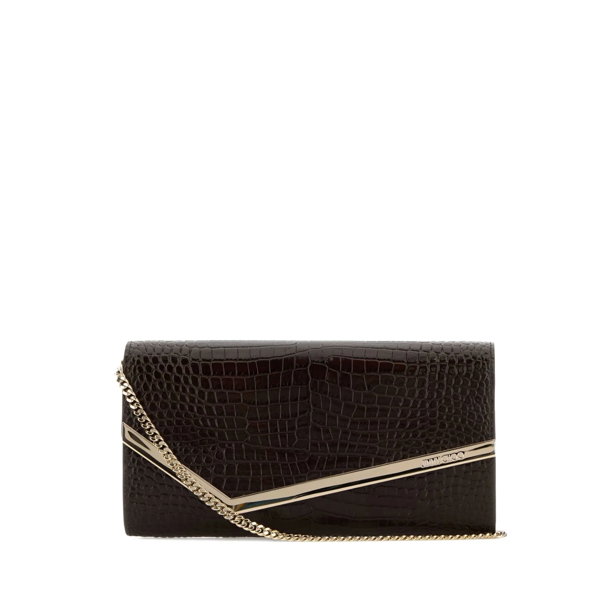 Emmie crocodile-effect chain clutch bag
